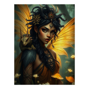Pôster Arte Fada De Dragão Brilhante