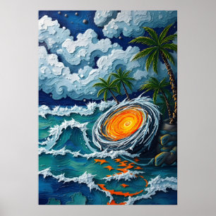 Poster Arte Fantasia da Praia do Vórtex Tropical