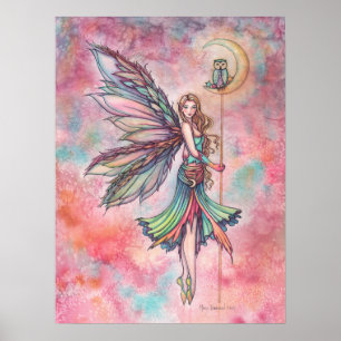 Poster Arte Fantasia de Fada e Coruja por Molly Harrison