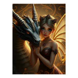 Pôster Arte Fantasia do Dragão Místico