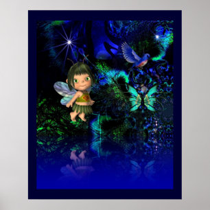 Pôster Arte Fantasia Estrela Garota Anjo