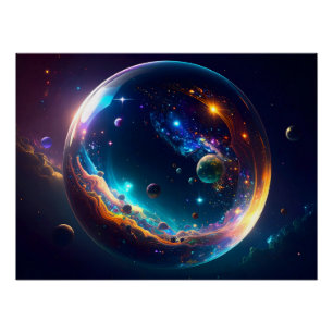Pôster Arte Fantasia Galáxia Bolha Cósmica