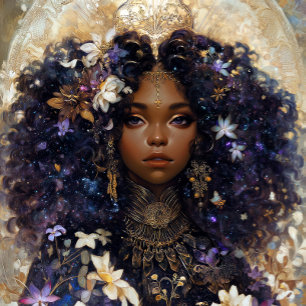 Poster Arte Fantasia Menina Negra Rainha Negra Deusa