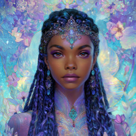 Poster Arte Fantasia Menina Negra Rainha Negra Deusa
