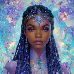 Poster Arte Fantasia Menina Negra Rainha Negra Deusa