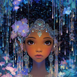 Poster Arte Fantasia Menina Negra Rainha Negra Elfa Deusa