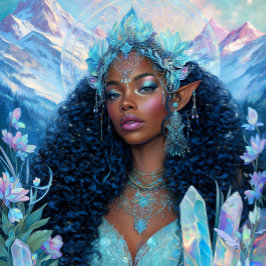 Poster Arte Fantasia Menina Preta Rainha Negra Elfa Deusa