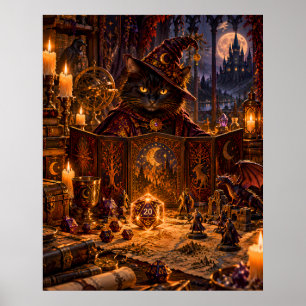 Poster Arte Fantasia Mestre de Masmorra Gato Preto