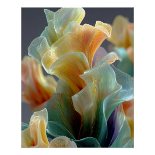 Pôster Arte Fantasia Pétalas de Vidro Arco-Íris Pastel Ir