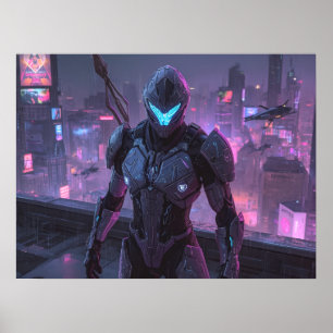 Poster Arte Fantasia - Sentinela da Divisão Neon