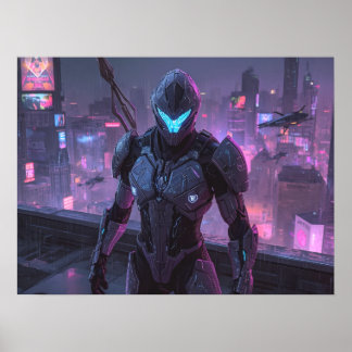 Poster Arte Fantasia - Sentinela da Divisão Neon