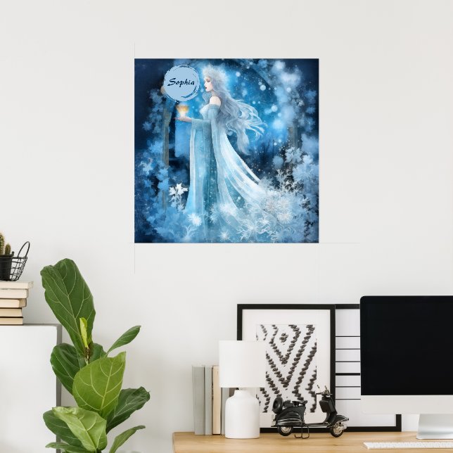 Poster Arte Fantástica da Rainha da Neve - Deusa Mística  (Escritório em casa)