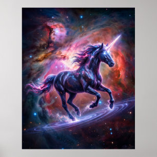 Poster Arte Fantástica do Unicórnio Cósmico da Nebulosa d