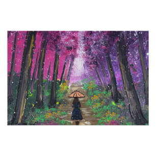 Pôster Arte feita à mão - caminhando sozinho