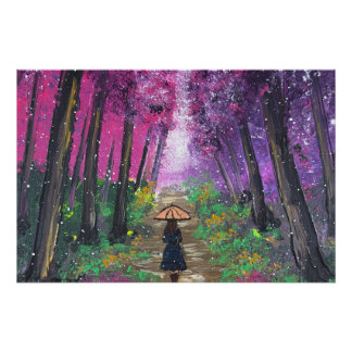 Pôster Arte feita à mão - caminhando sozinho