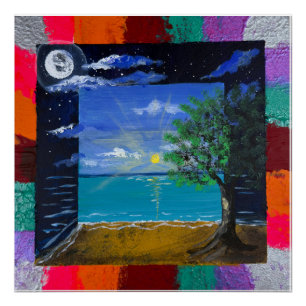 Pôster Arte feita à mão - Dia e Noite