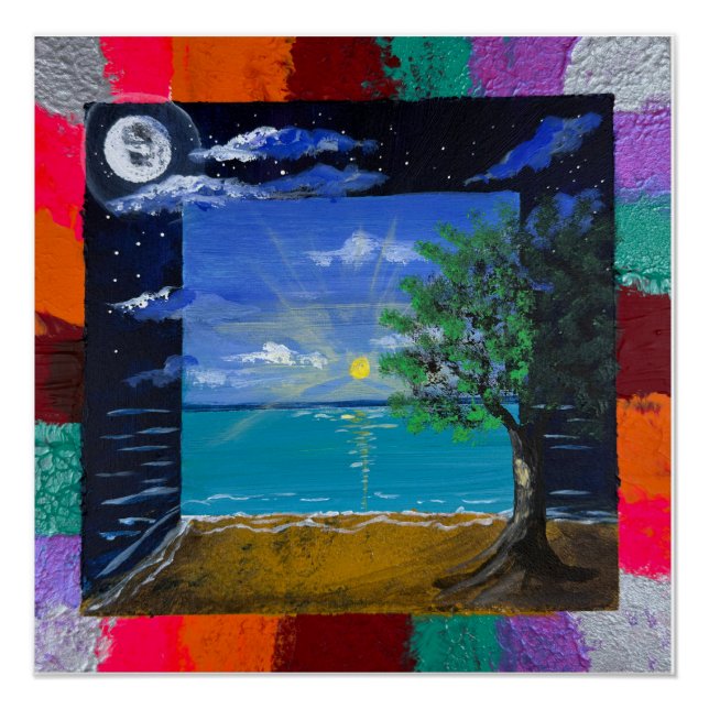 Pôster Arte feita à mão - Dia e Noite  (Frente)