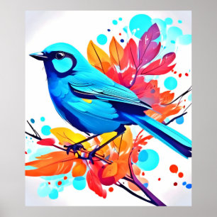Poster Arte Felicidade do Pássaro Azul