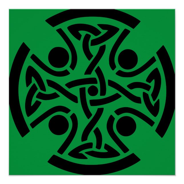 Pôster Arte Fina da Antiga Cruz Celta com Entrelaçamento (Frente)
