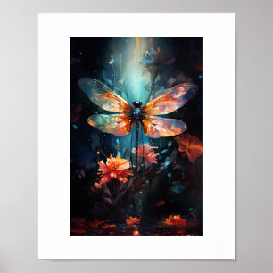 Poster Arte Flor Dragonfly - Vidro Estampado