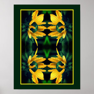 Poster Arte Flor Verde Negra Susan Abstrato