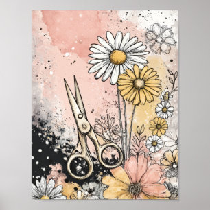 Poster Arte Floral Abstrata em Aquarela