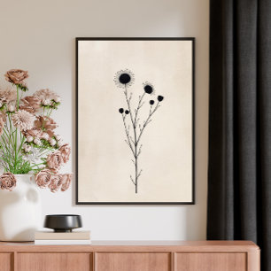 Poster Arte Floral Abstrata Minimalista Vintage
