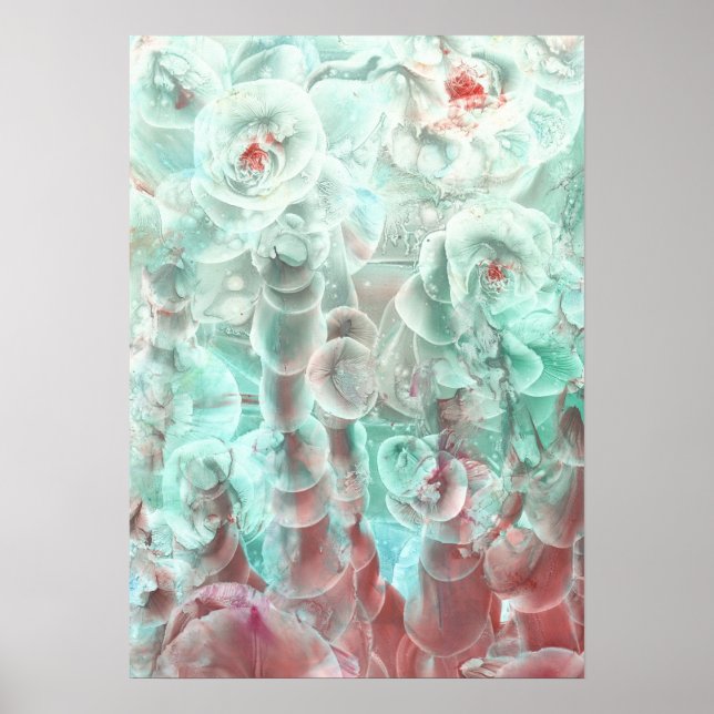 Poster Arte Floral Abstrata Pintada à Mão (Frente)