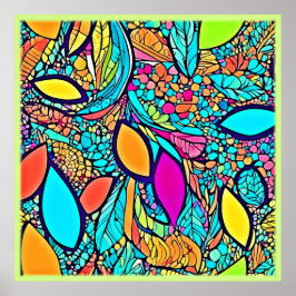 Poster Arte Floral Abstrato Colorida
