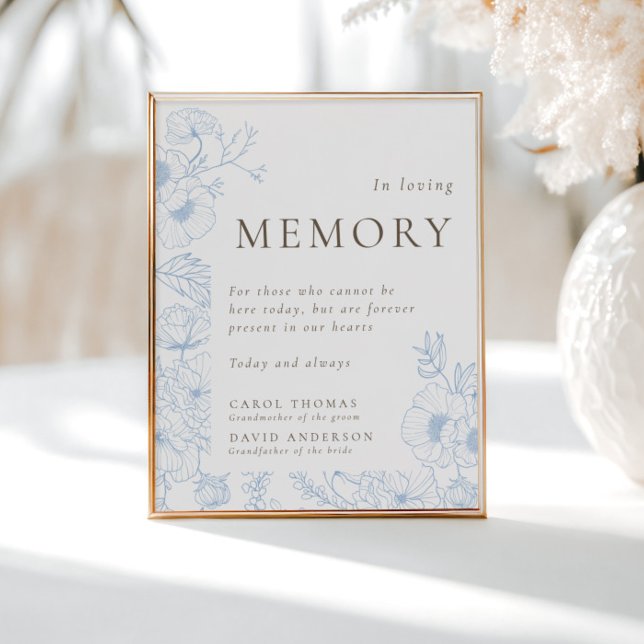 Poster Arte Floral Azul Francês Na Memória Amante (Criador carregado)