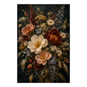 Pôster Arte Floral Botânica de Flores Silvestres Vintage