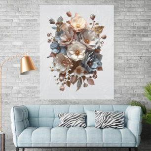 Poster Arte Floral Botânica Elegante 3D