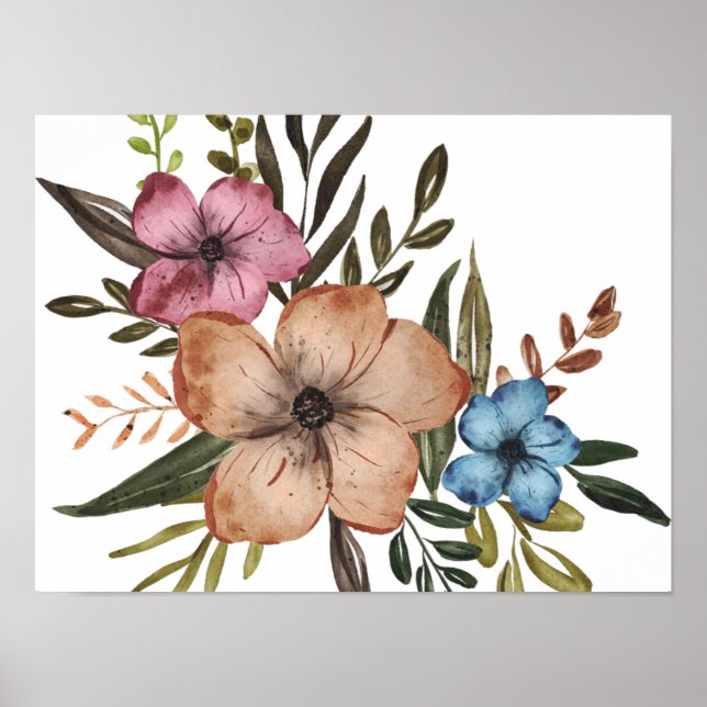 Poster Arte Floral Colorida (Frente)