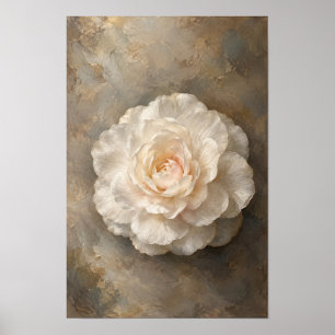 Poster Arte Floral de Camélia de Marfim em Parede de Arte