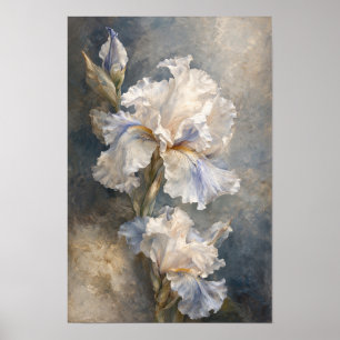 Poster Arte Floral de Íris Branca em Arte Fina