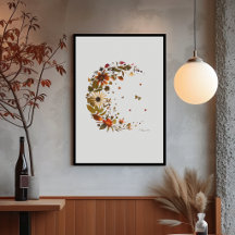 Arte Floral de Lua Crescente Pressionada