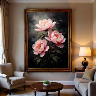 Pôster Arte Floral de Peônia