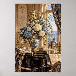 Poster Arte Floral de Piano Vintage Florence para Parede