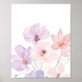 Poster Arte Floral em Aquarela Suave – Rosa Pastel e Lava