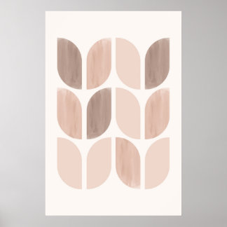 Poster Arte floral escente Scandi Folhas Geométricas ou F