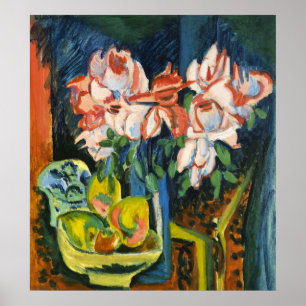 Poster Arte Floral Expressionista de Rosas Rosadas de Kir