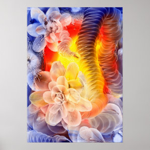 Poster Arte Floral Fantasia Pintada à Mão Abstrata Brilha