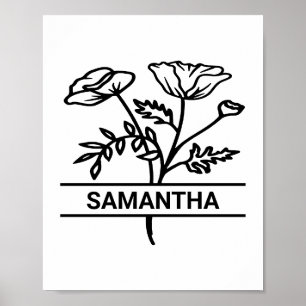 Poster Arte Floral Flor Personalizada do Mês de Nasciment