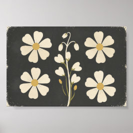 Poster Arte Floral Minimalista Branca
