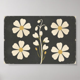 Poster Arte Floral Minimalista Branca