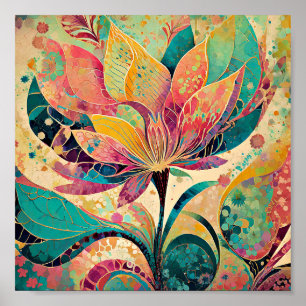 Poster Arte floral moderna abstrata