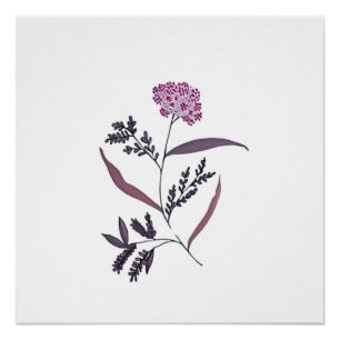Pôster Arte Floral Molhada À Mão - Botânica Suave