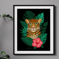Arte Floral na moda da Selva Leopard | Preto Verde