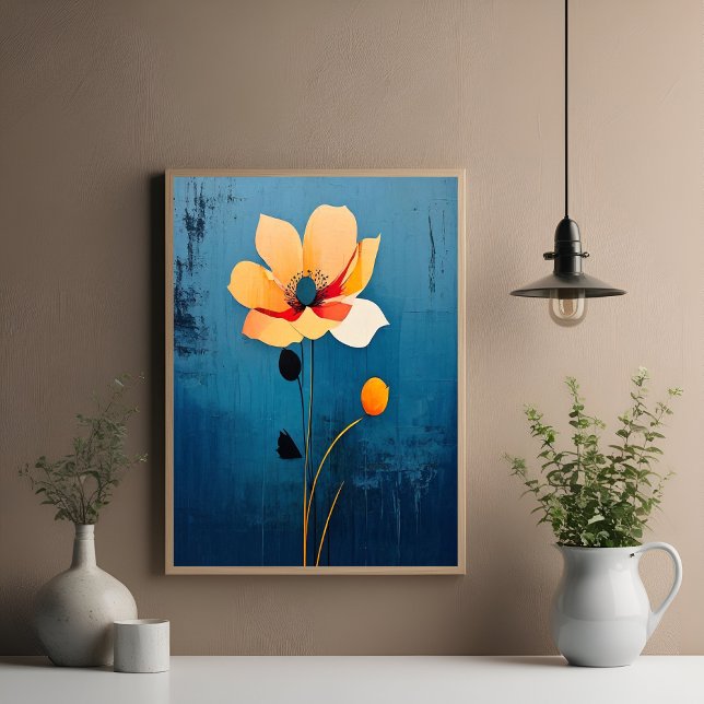 Pôster Arte Floral Negrito com Flor Abstrato (Criador carregado)