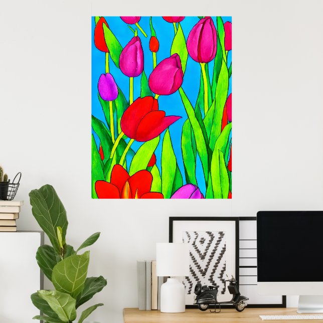 Poster Arte Floral para Parede (Escritório em casa)
